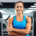 A professional fitness trainer, wearing modest, functional athletic attire, stands confidently in a bright, clean wellness studio. They are demonstrating a safe and natural exercise posture, looking directly at the viewer with an encouraging expression. The background is a modern gym setting with blurred equipment. Professional studio lighting, high-resolution photography, fully clothed, appropriate attire, safe for work, perfect anatomy, correct proportions, natural pose, well-formed hands, proper finger count, natural body proportions, professional, modest, family-friendly, appropriate content.