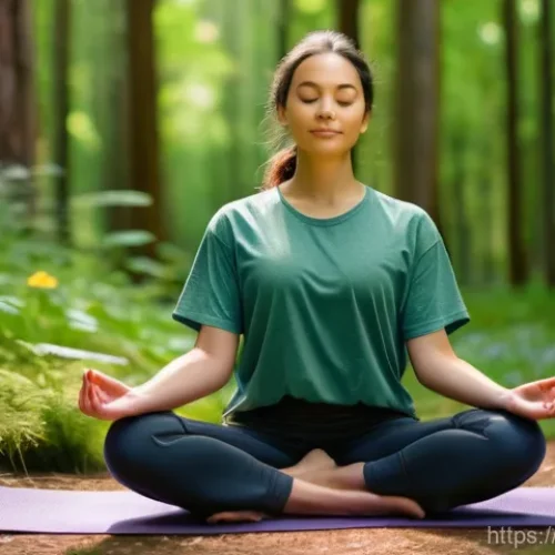 Home 29 레크리에이션 지도자와 자기 관리 - **Prompt for Self-care and Mental Peace in Nature:**
"A serene young woman, in her late 20s, dre...