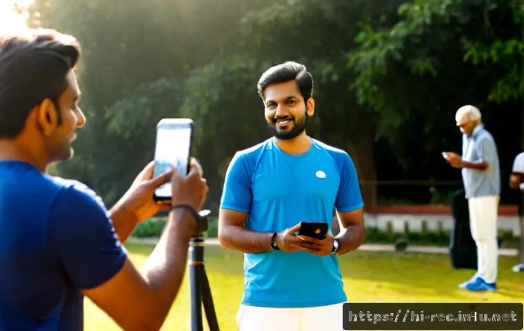 레크리에이션 지도자의 개인 브랜드 전략 - Photorealistic Indian recreation leader in smart casual sportswear recording a friendly fitness and ...